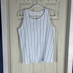 Christopher & Banks White Gray Ribbed Boxy Tank Top